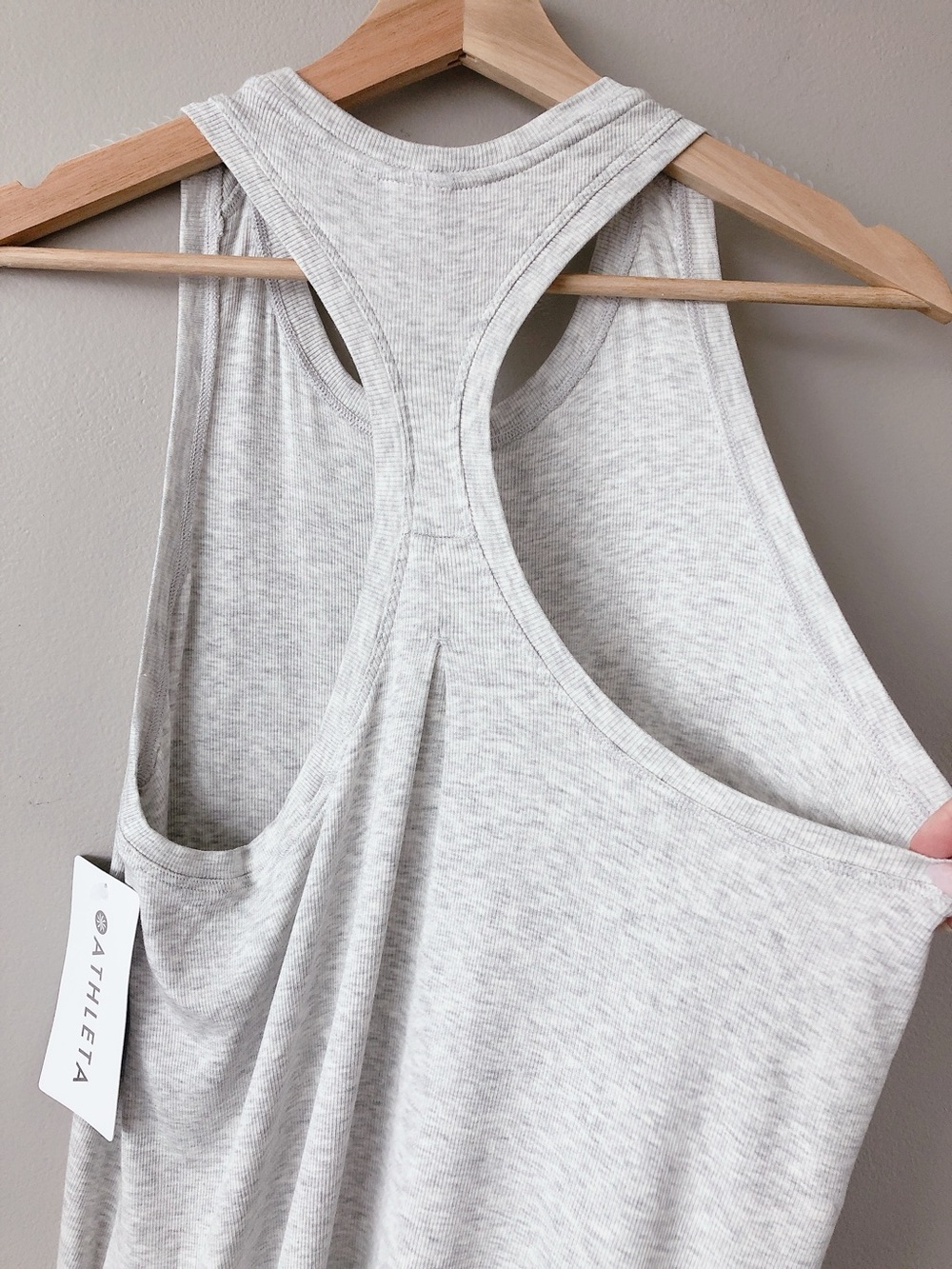 Athleta Heathered Light Gray Racerback Tank Top lightweight athleisure shirt - Picture 7 of 11